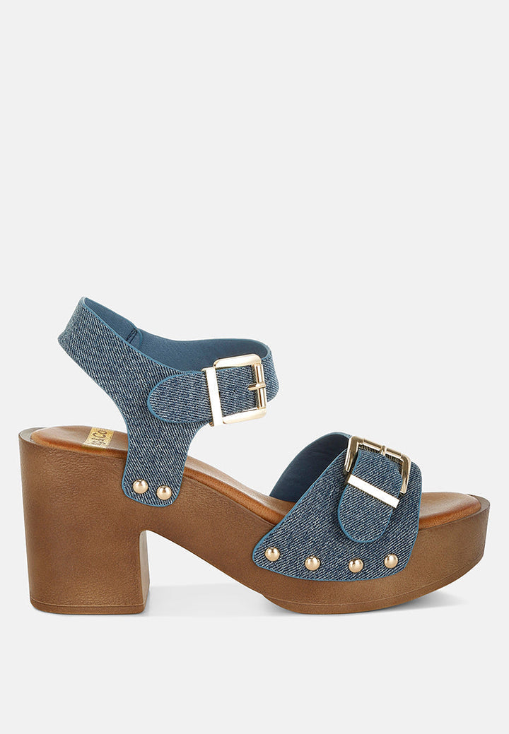 Vipasa Studded Denim Clog Sandals-0