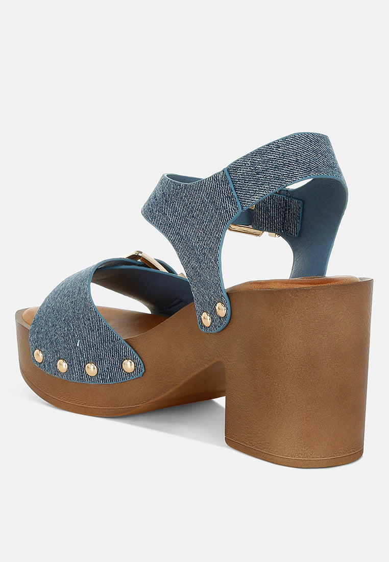 Vipasa Studded Denim Clog Sandals-2