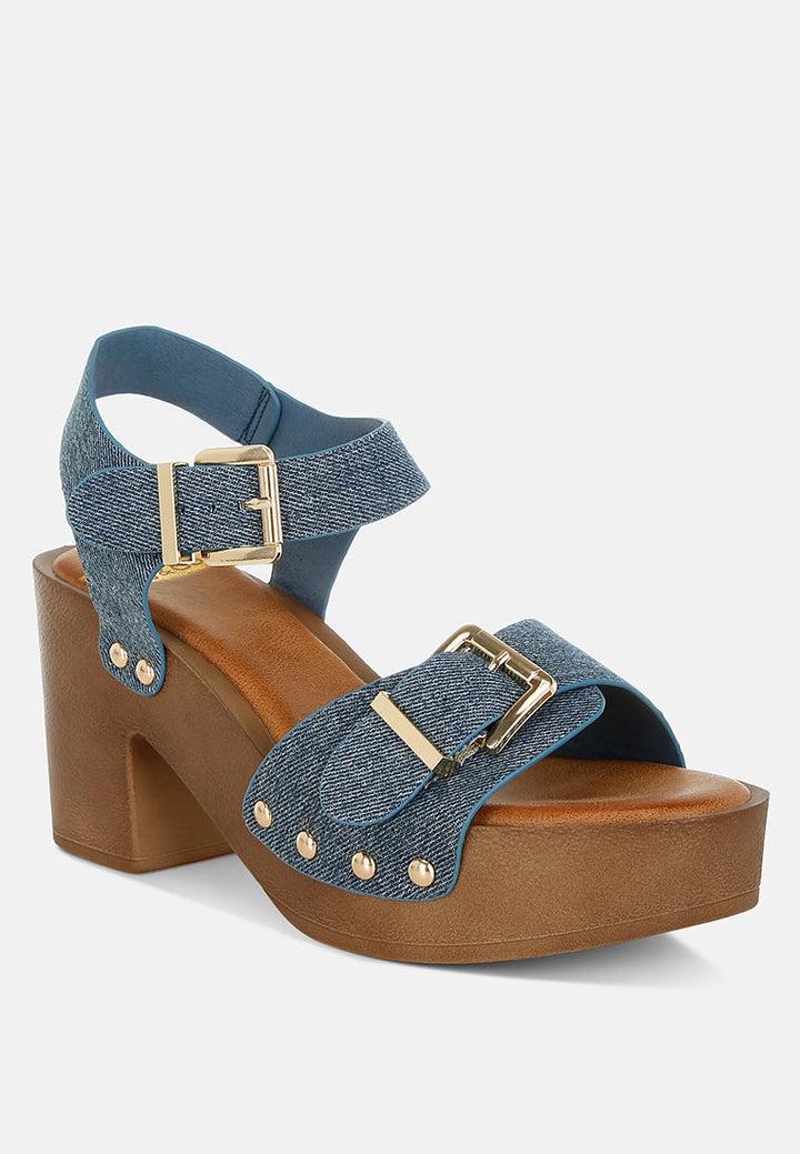 Vipasa Studded Denim Clog Sandals-1