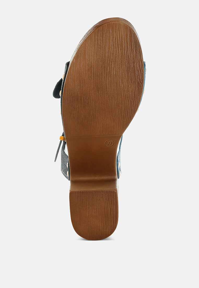 Vipasa Studded Denim Clog Sandals-4