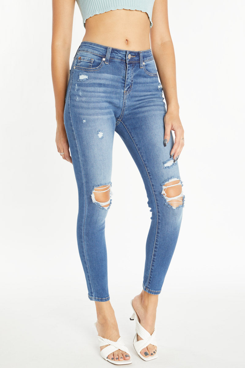 High Rise Destructed Skinny Jeans-2