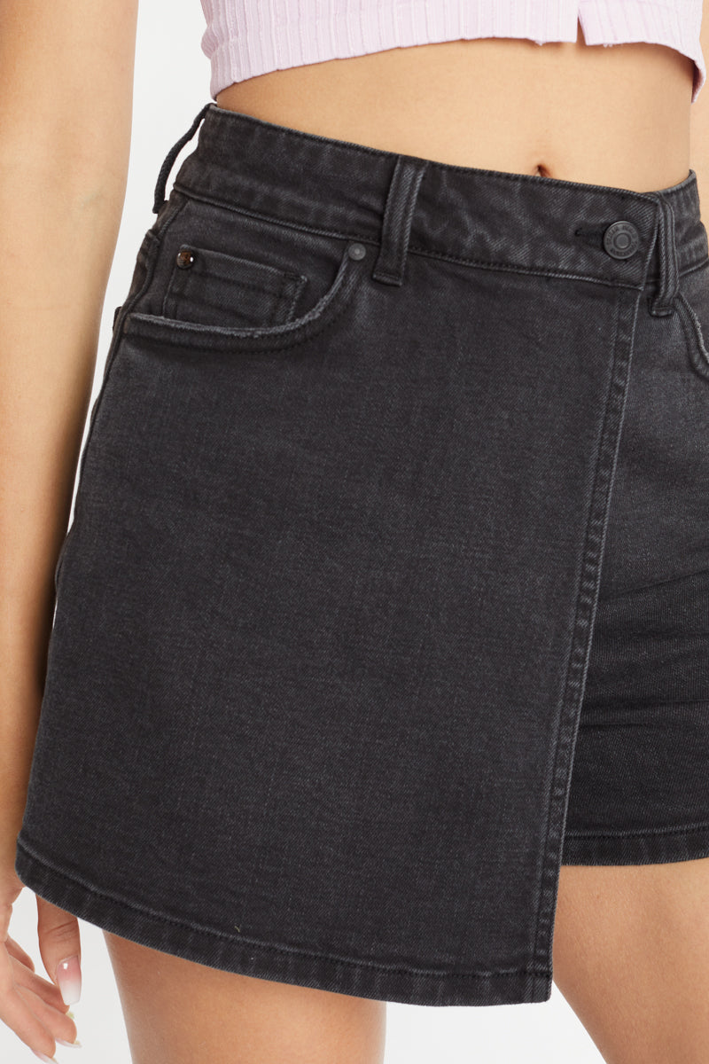 Super High Rise 5 Pocket Denim Skort-1