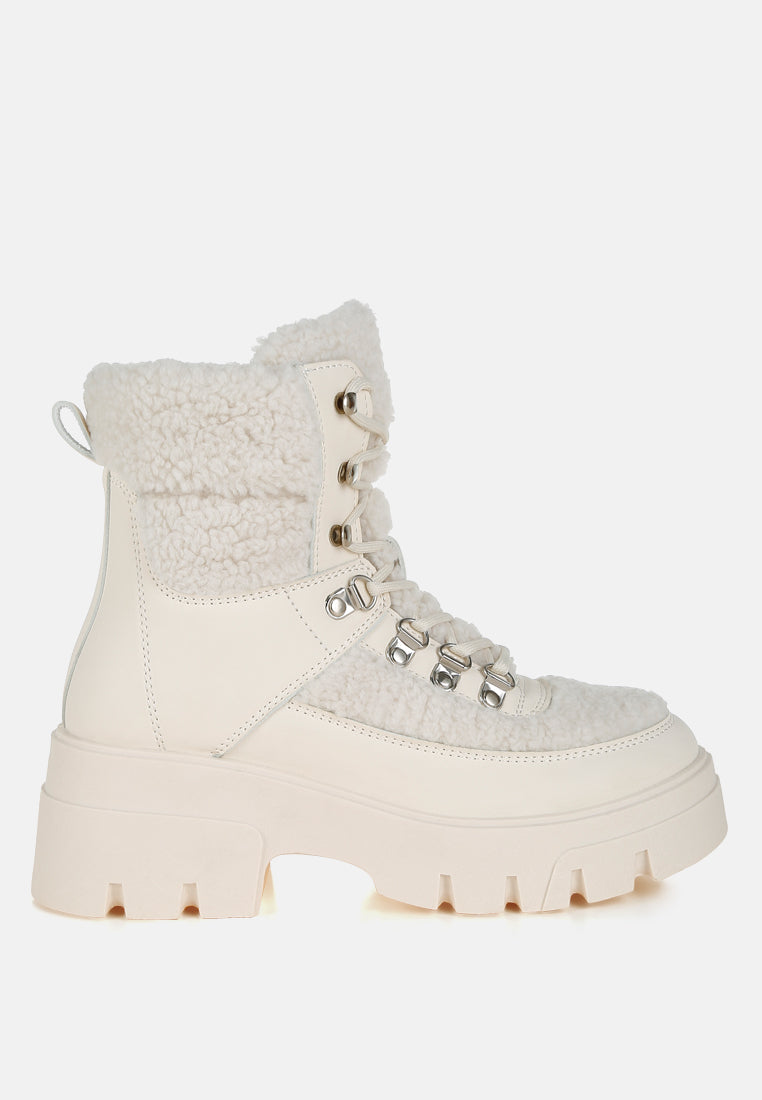Wellerman Faux Fur Detail Chunky Hiker Boots-5