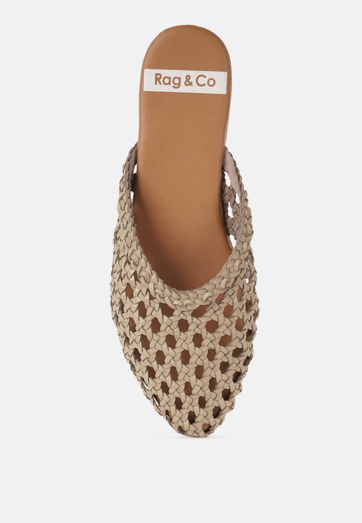 Wendigo Woven Real Leather Mules-2