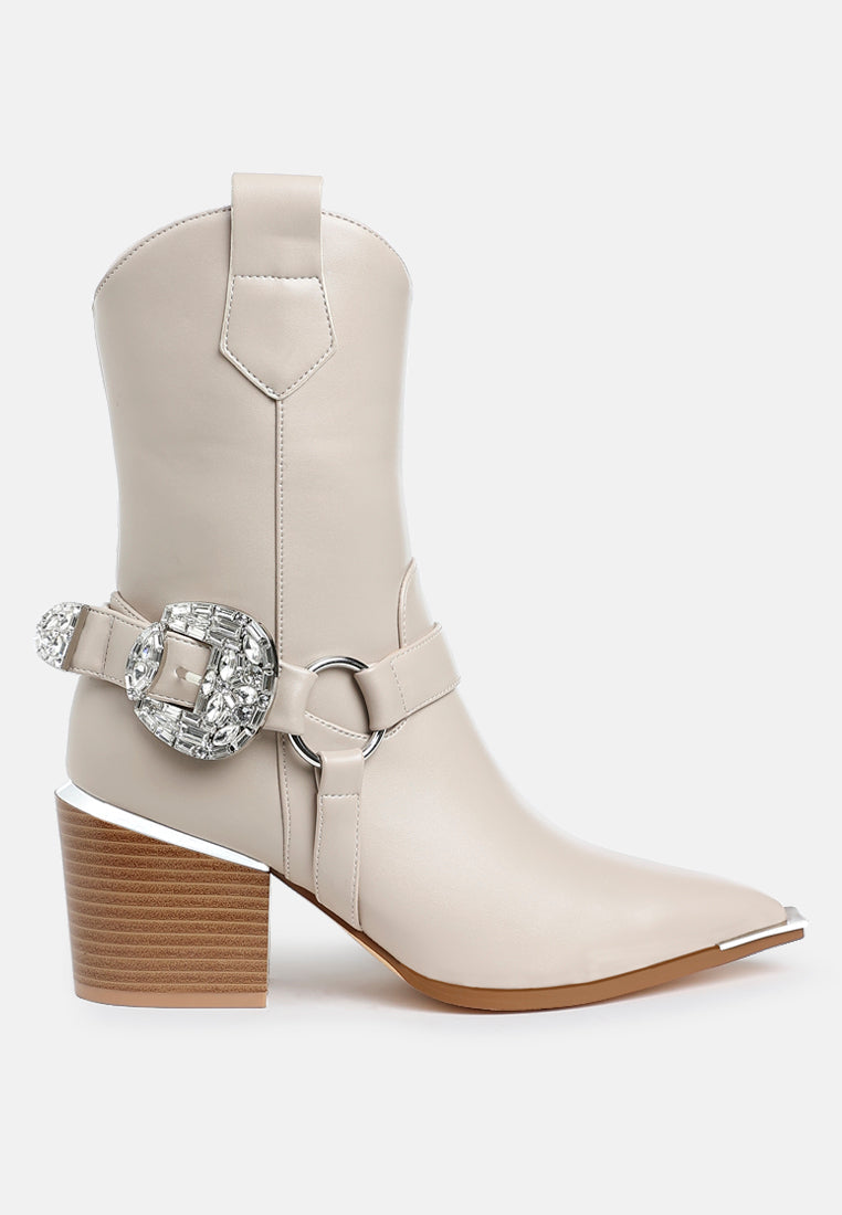 Woodstock Diamante Embellished Pin Buckle Boots-0