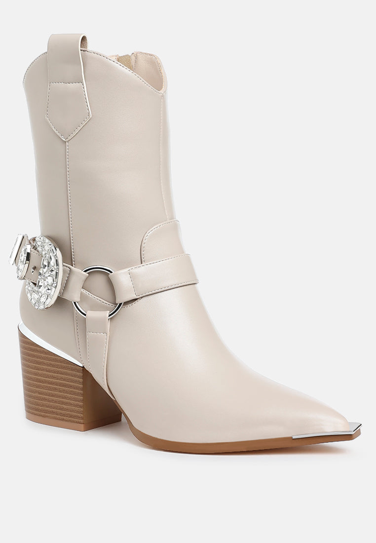 Woodstock Diamante Embellished Pin Buckle Boots-1