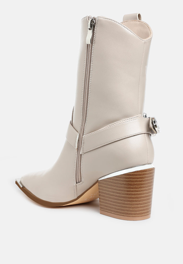 Woodstock Diamante Embellished Pin Buckle Boots-2