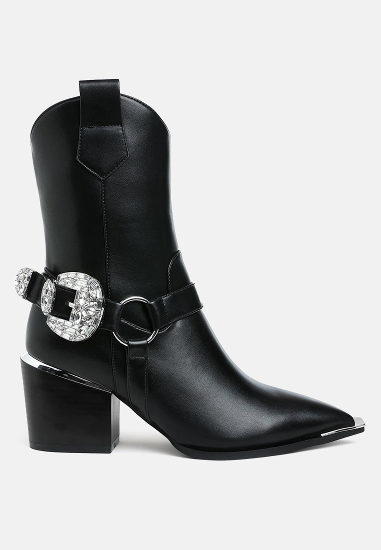 Woodstock Diamante Embellished Pin Buckle Boots-5