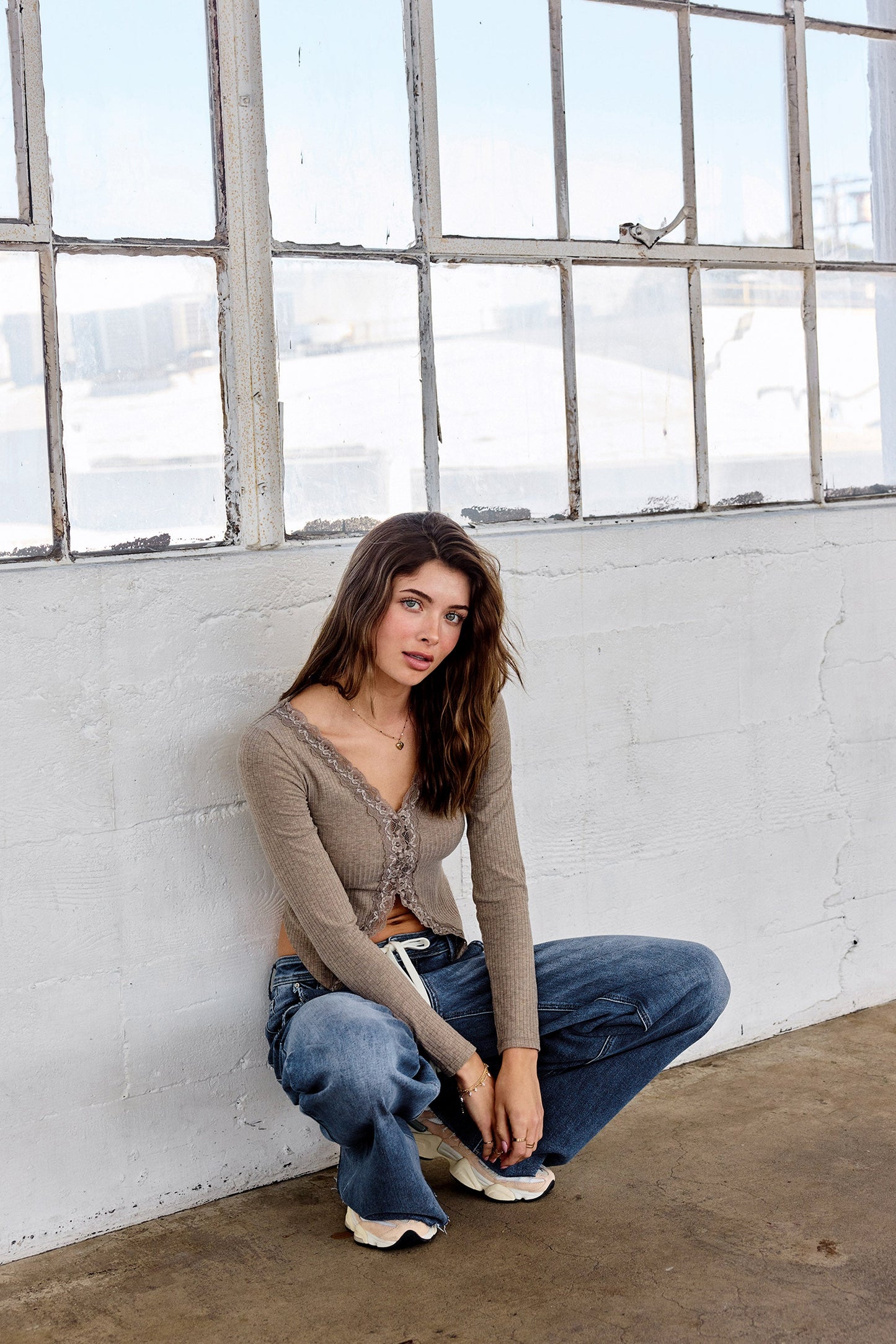 Super High Rise Relaxed Wide Leg Jeans with Waist String-1