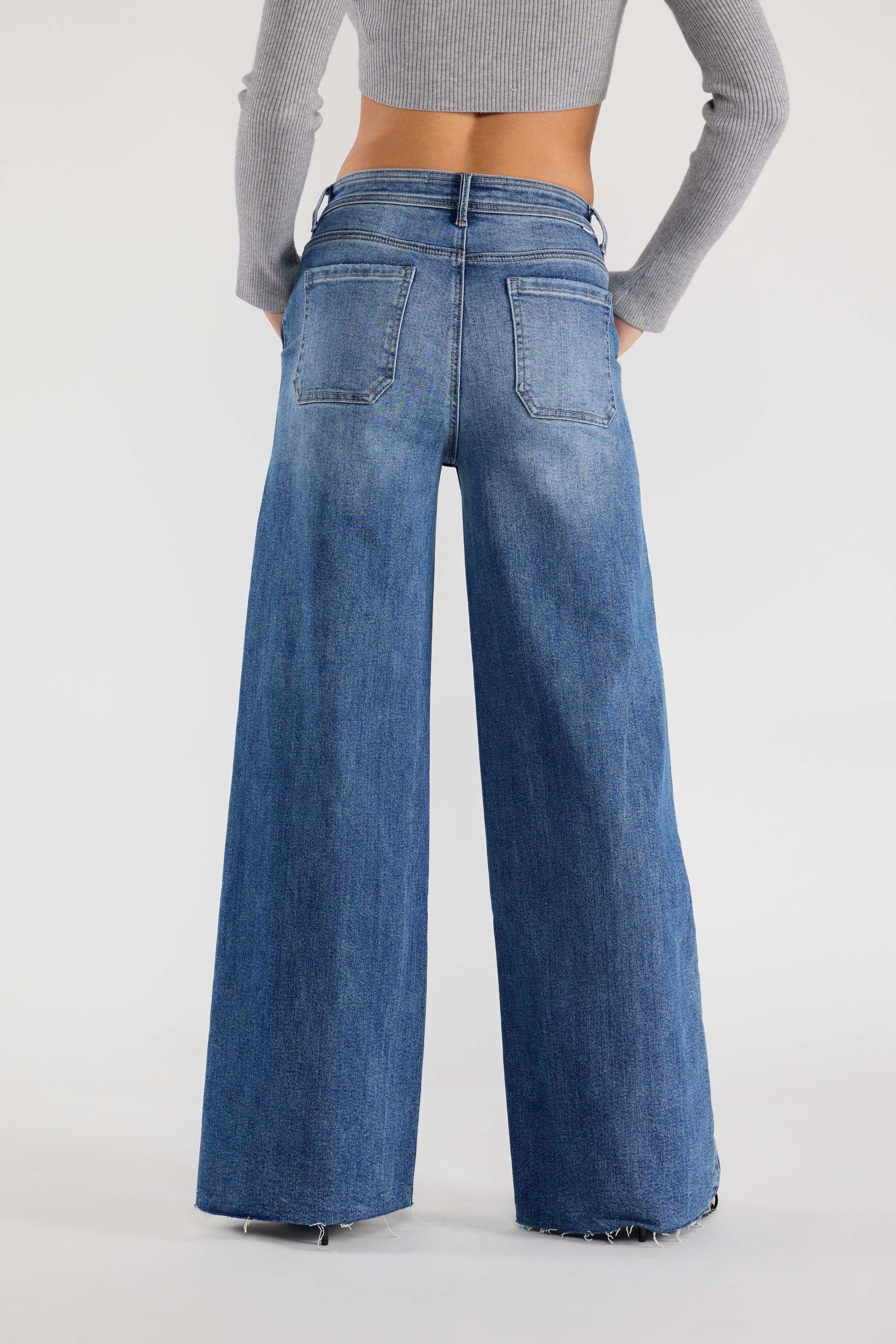 Super High Rise Relaxed Wide Leg Jeans with Waist String-4