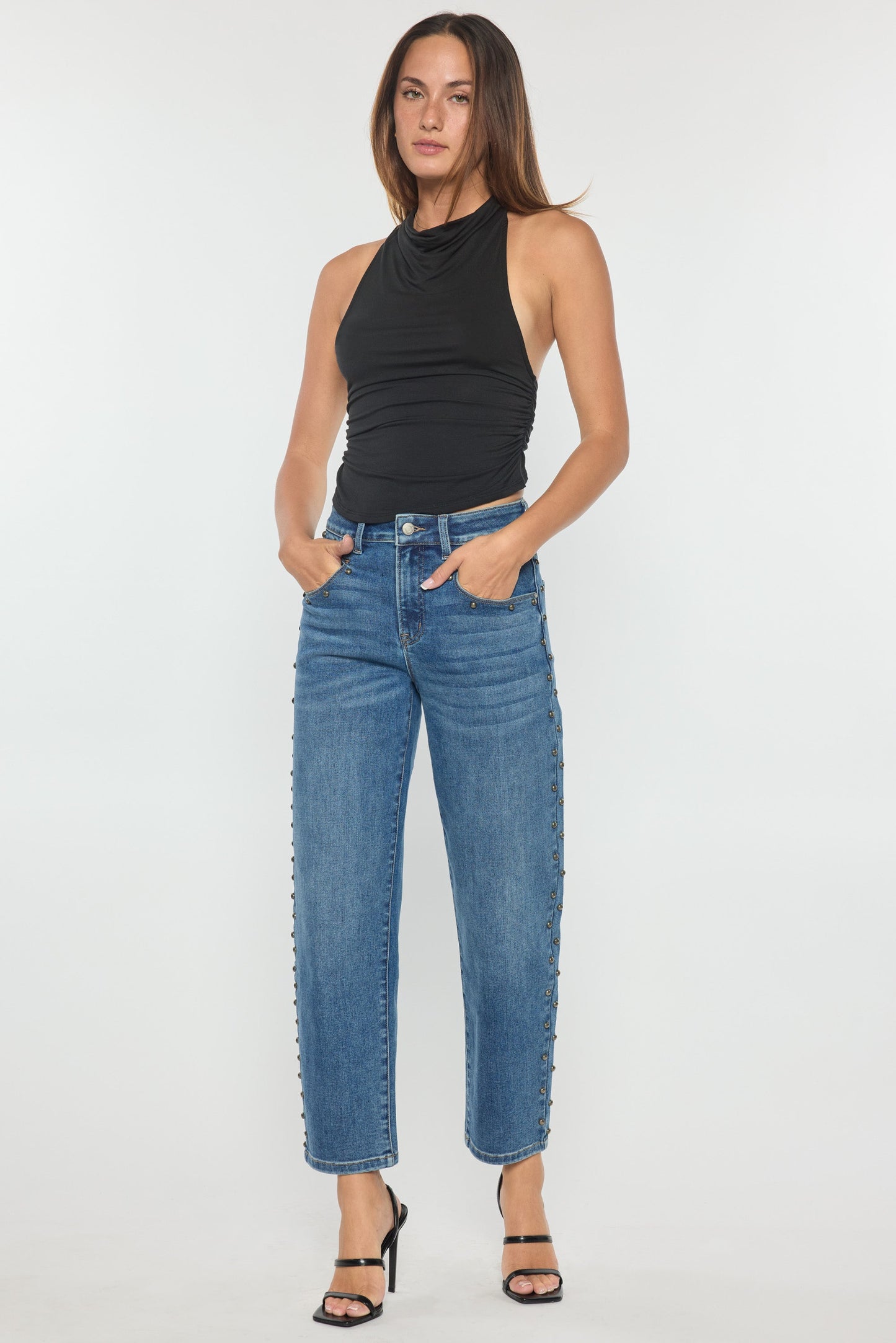 Side Name Head Detailed Relaxed Straight Jeans-1