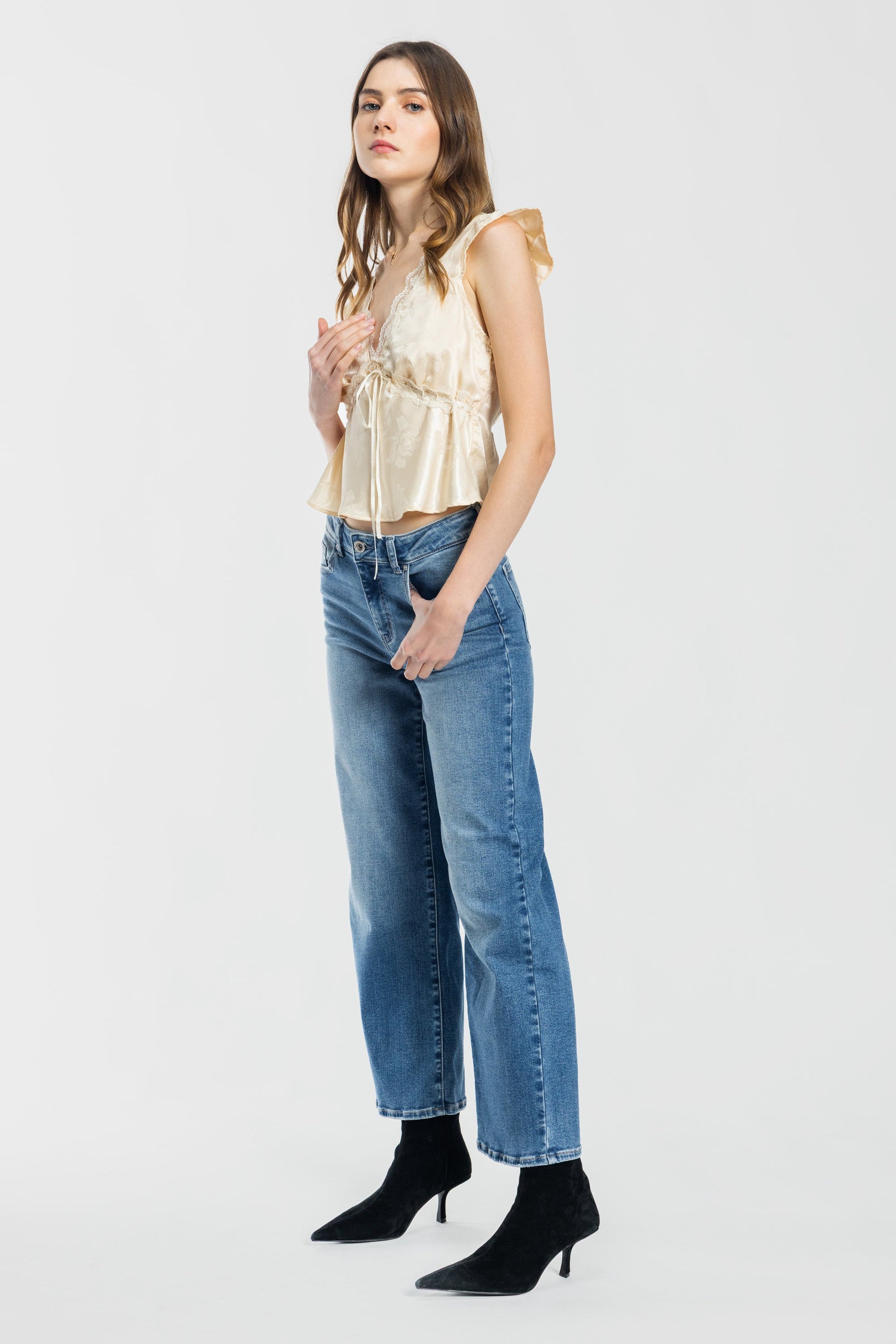 High Rise Crop Wide Leg Jeans-4