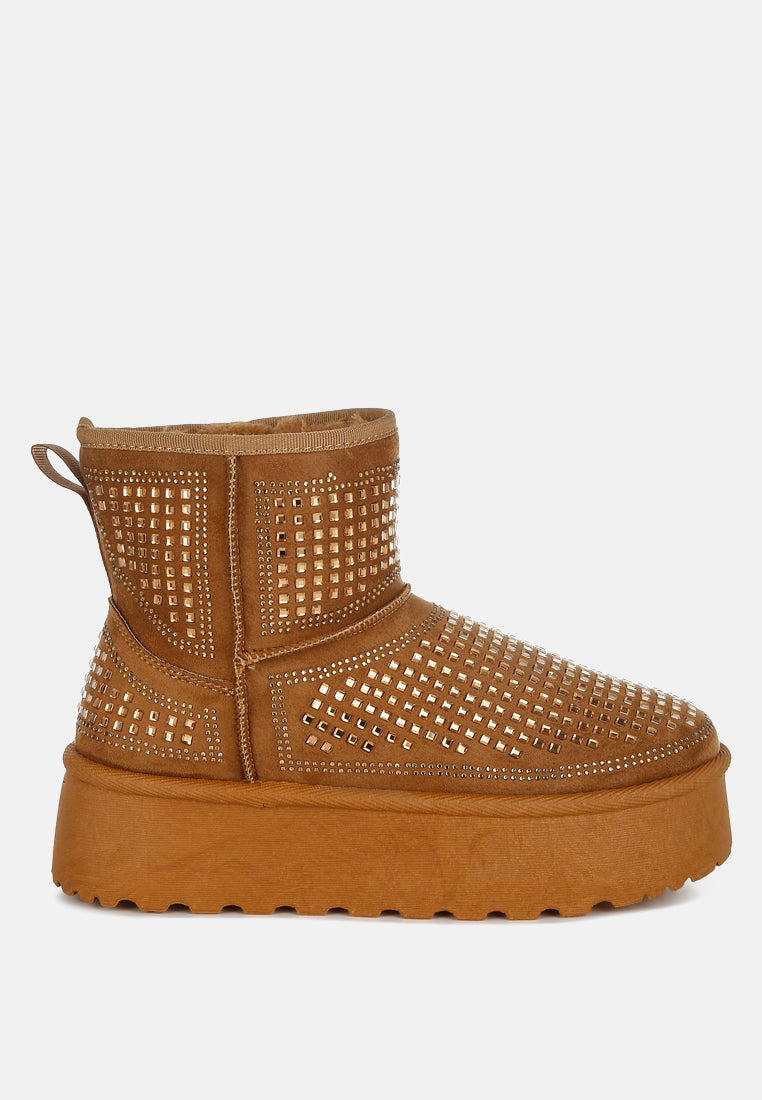 Xoras Chunky Rhinestones Ankle Boots-6