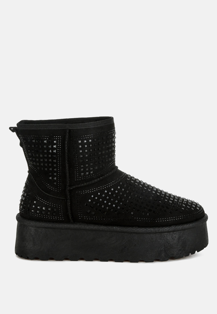 Xoras Chunky Rhinestones Ankle Boots-7