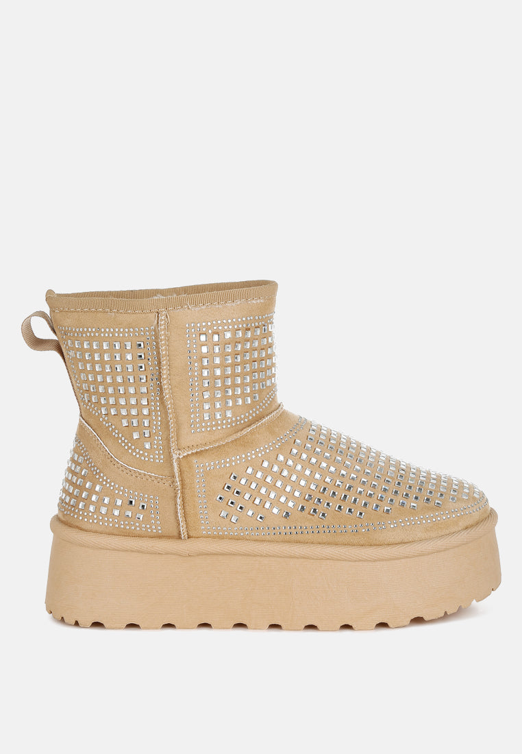 Xoras Chunky Rhinestones Ankle Boots-5