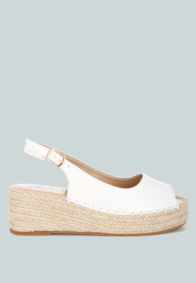 Yarael Croco Peep Toe Wedges-5