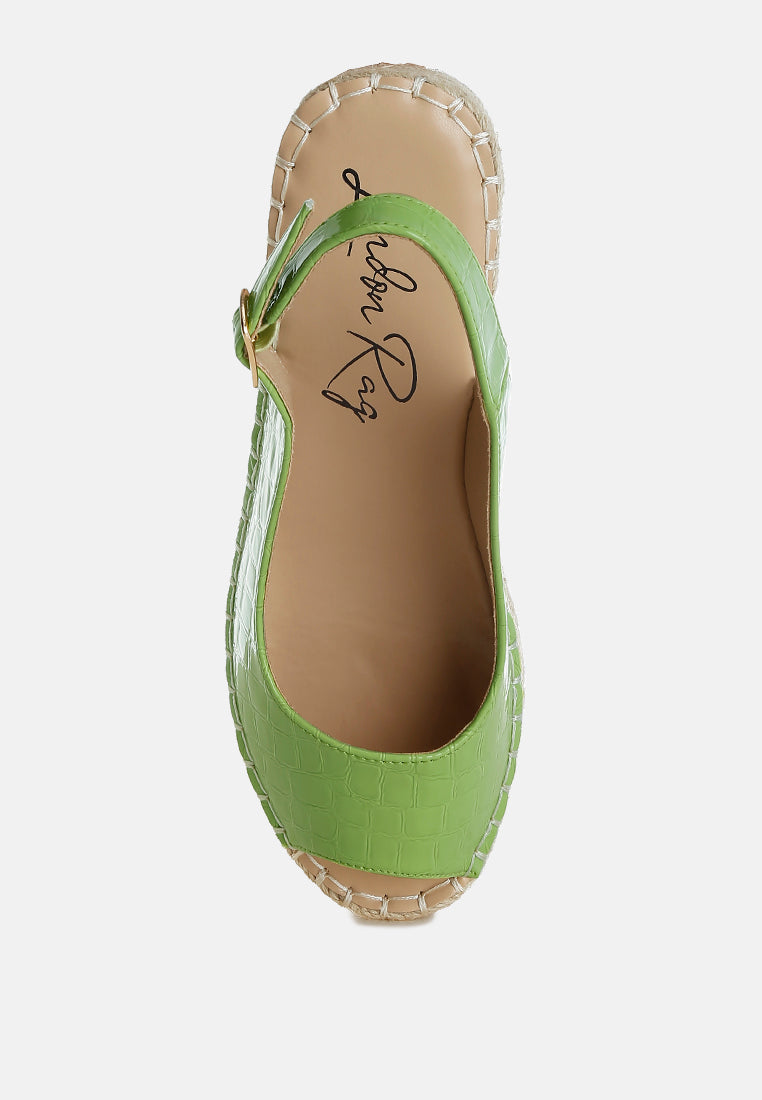 Yarael Croco Peep Toe Wedges-4