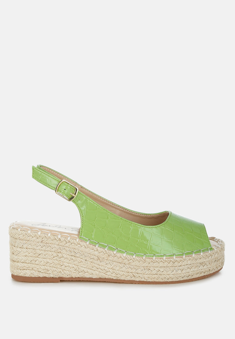Yarael Croco Peep Toe Wedges-0