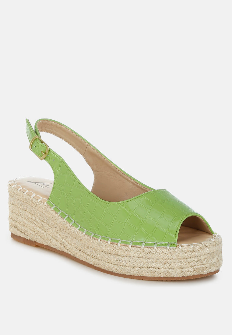 Yarael Croco Peep Toe Wedges-2
