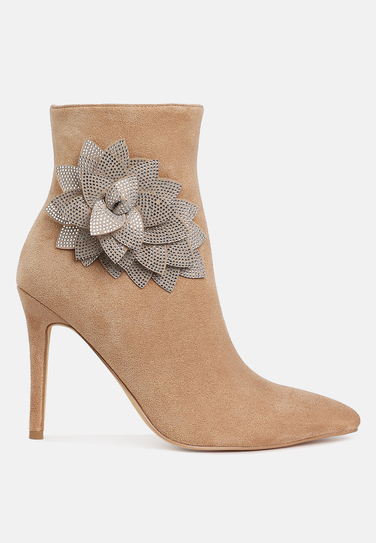 Yarrow Rhinestones Petal Detail Boots-0