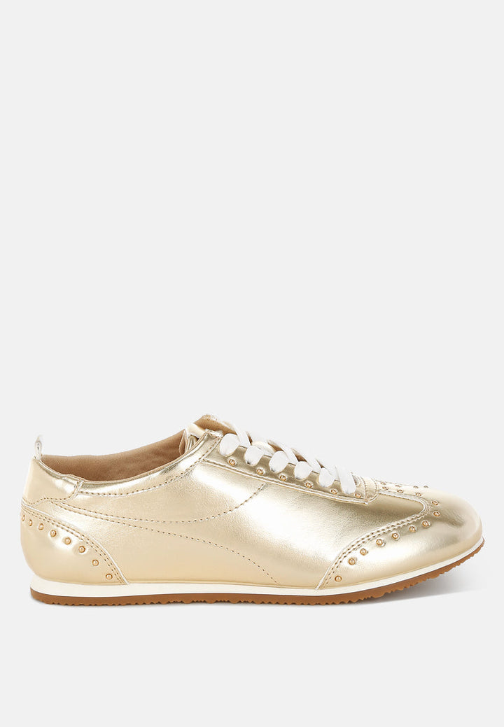 Yorika Studded Metallic Pleather Sneakers-0