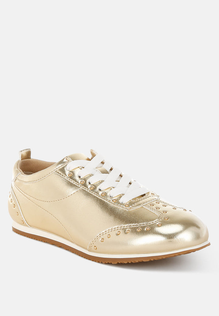 Yorika Studded Metallic Pleather Sneakers-1