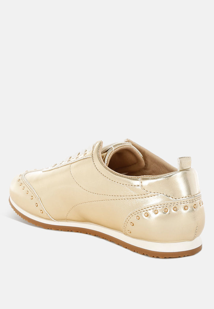 Yorika Studded Metallic Pleather Sneakers-2
