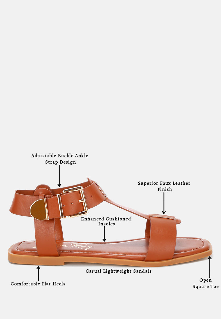 Buckled Square Toe Flat Sandals by FT-4