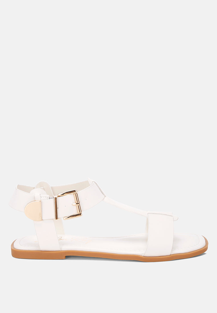 Buckled Square Toe Flat Sandals by FT-5