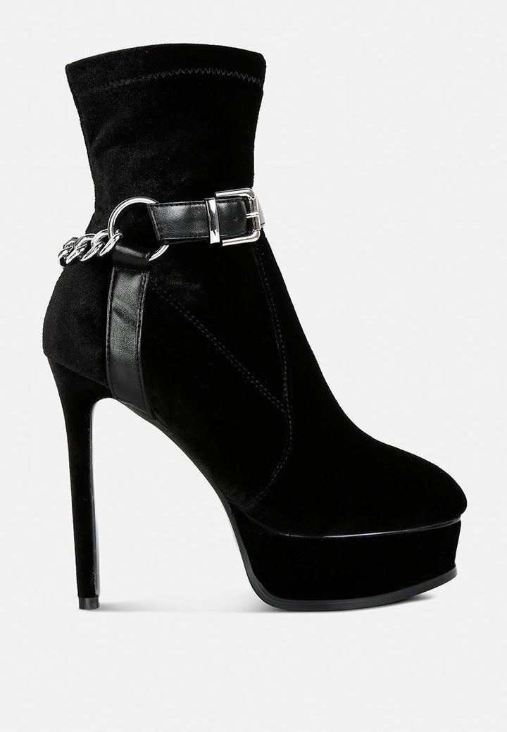 Zeppelin High Platform Velvet Ankle Boots-5