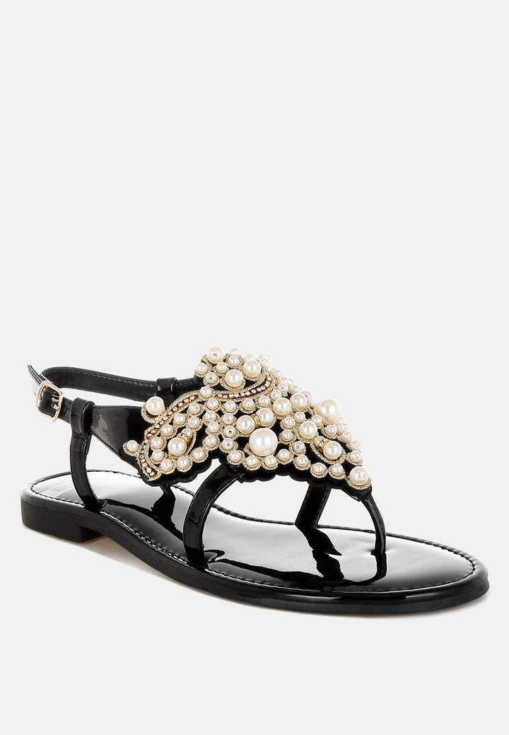 Zalata Pearl Studded Flats-1