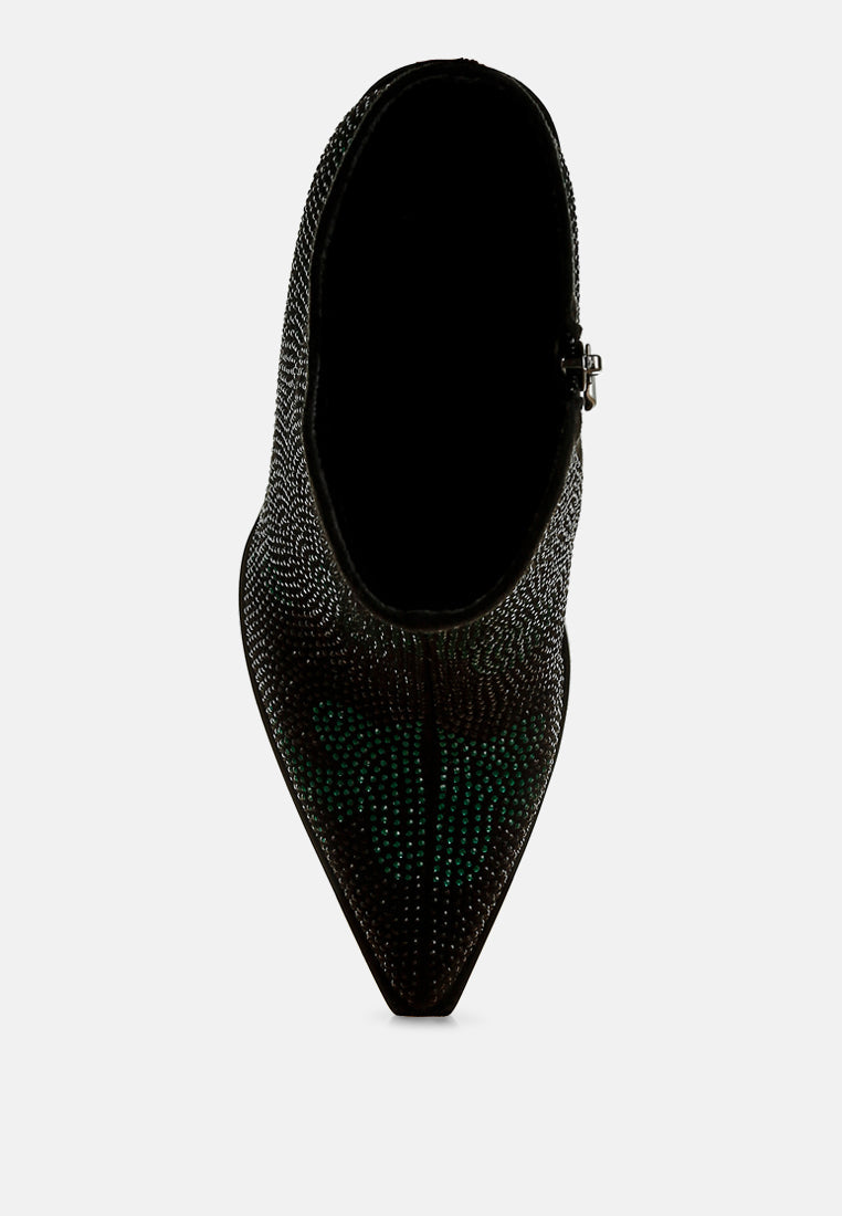 Zarka Rhinestones Embellished Block Heel Boots By RAG-3