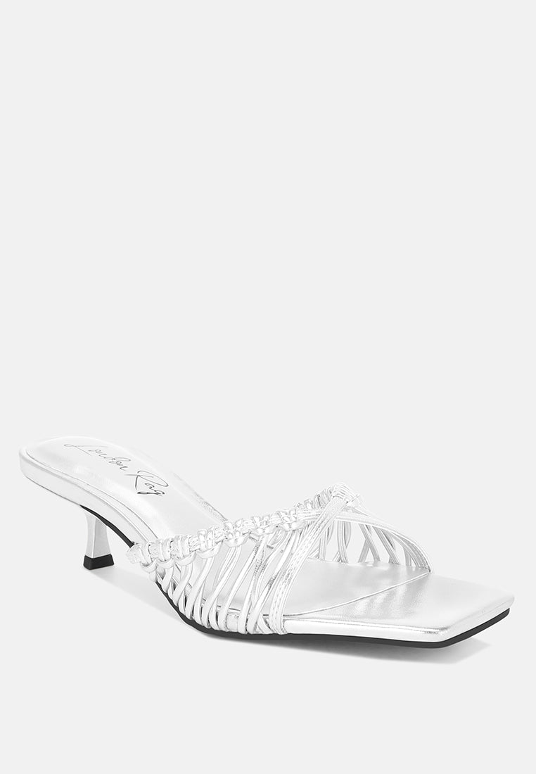Zeldara Braided Strappy Kitten Heels-2
