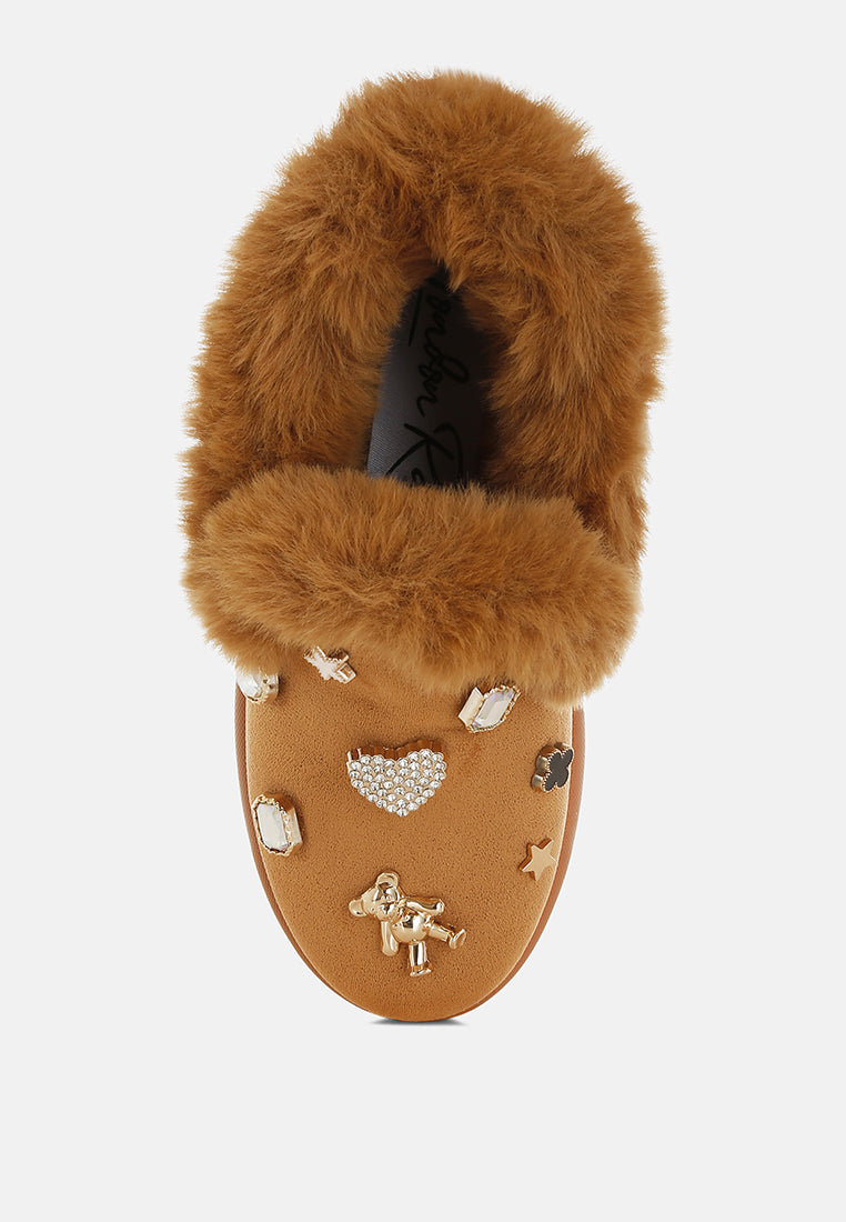 Zeta Charm Detail Slip On Snow Boots-4