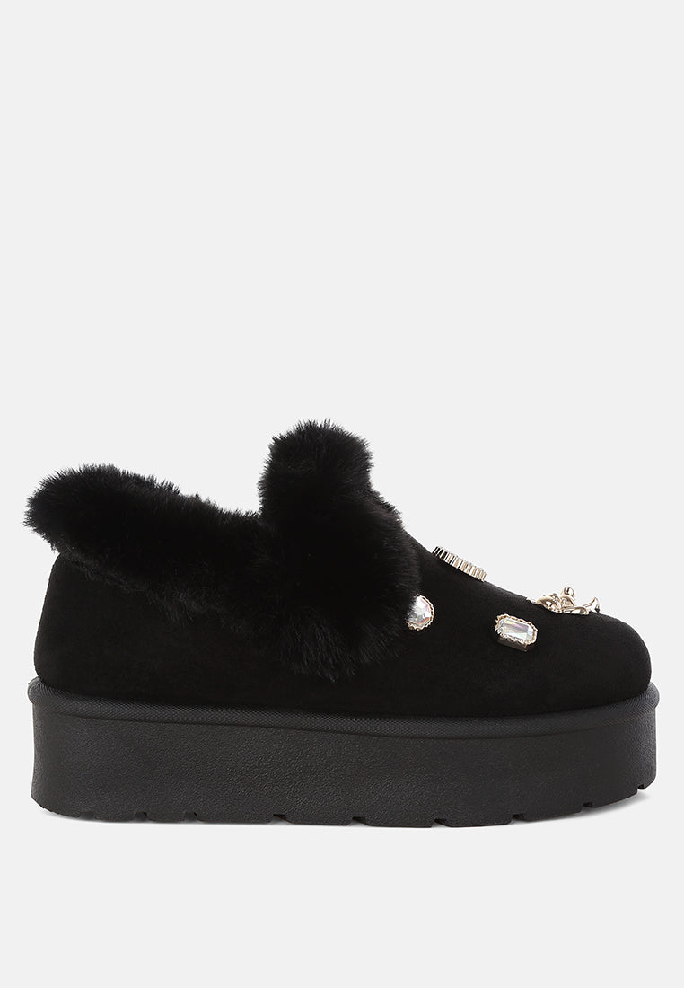 Zeta Charm Detail Slip On Snow Boots-6