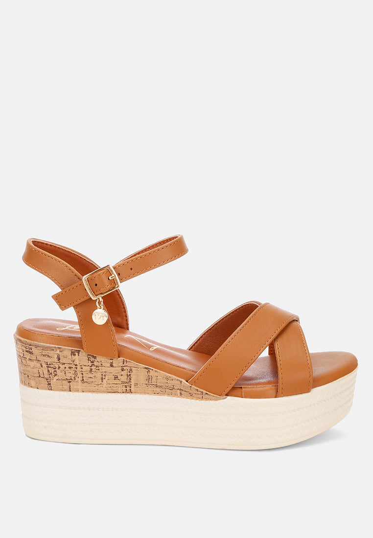 Zinny Buckle Strap Contrast Heel Wedges-0