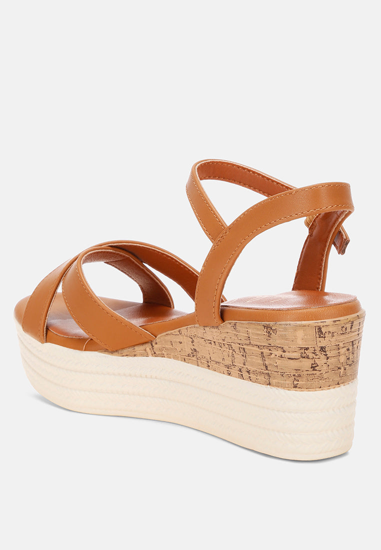Zinny Buckle Strap Contrast Heel Wedges-3