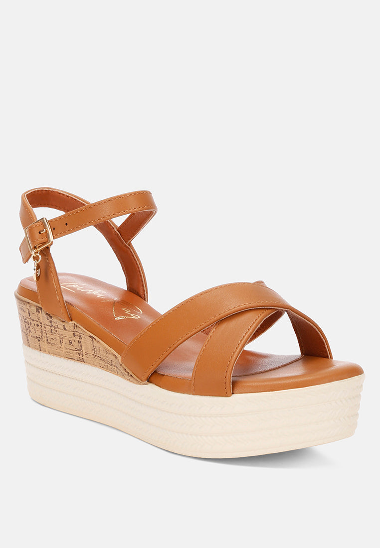 Zinny Buckle Strap Contrast Heel Wedges-2
