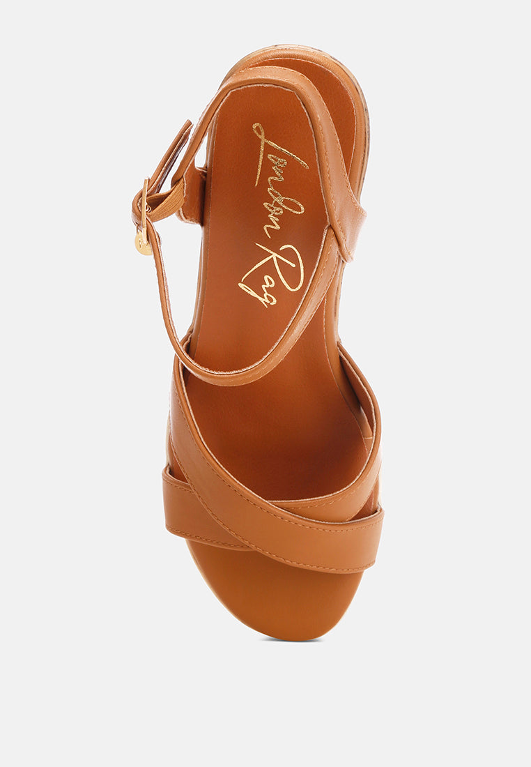 Zinny Buckle Strap Contrast Heel Wedges-4
