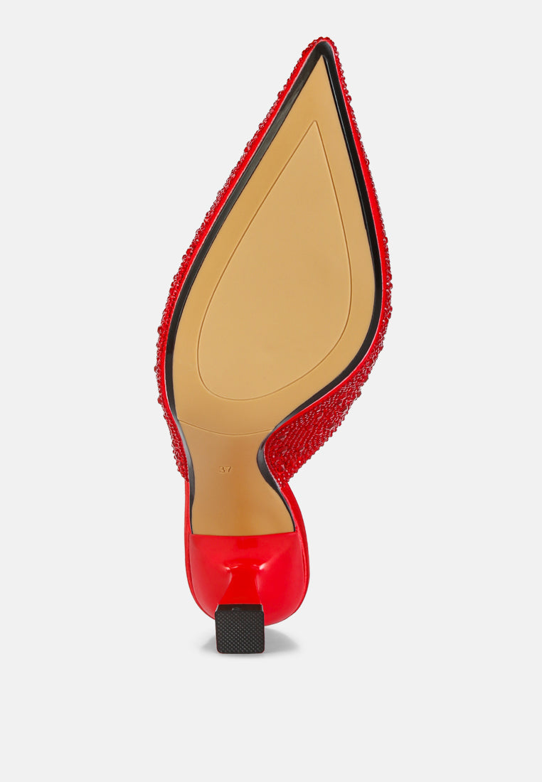 Aldora Rhinestones Embellished Satin Mules By RAG-4