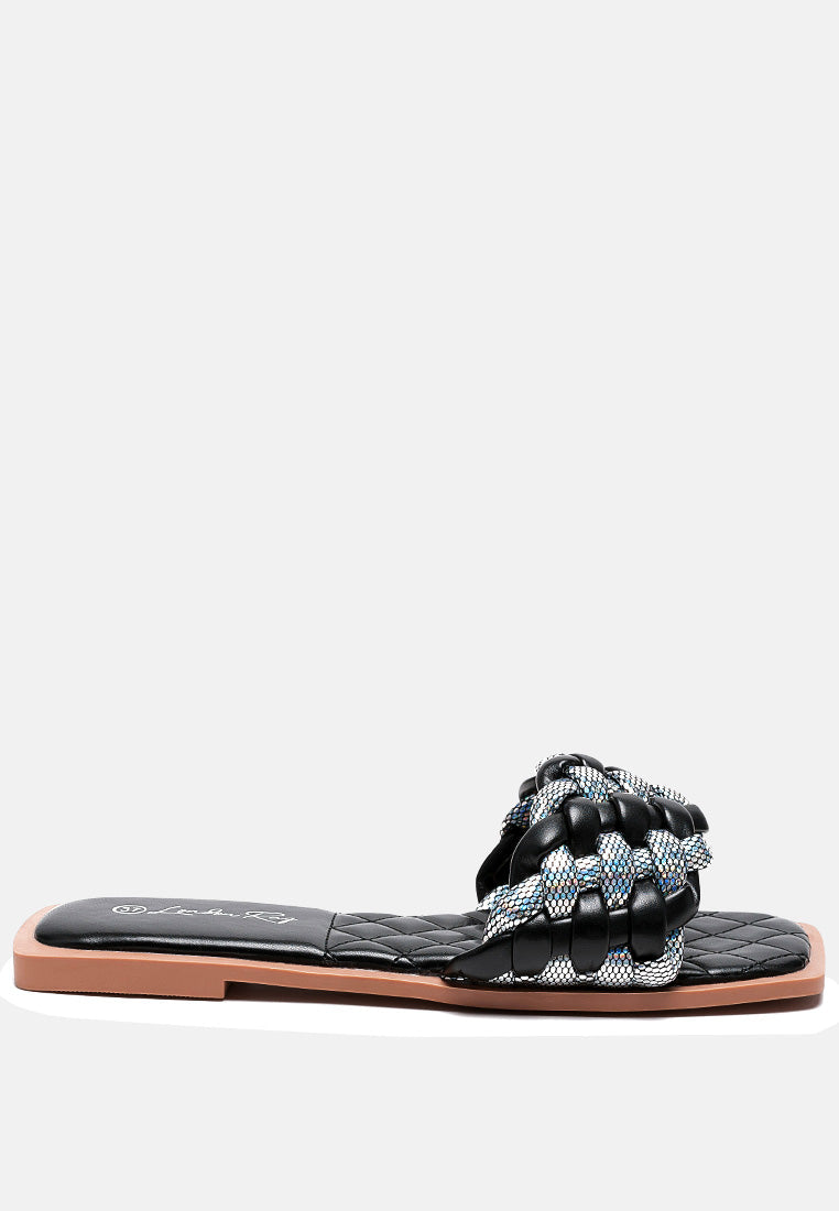 Allium Metallic Woven Strap Flats-0