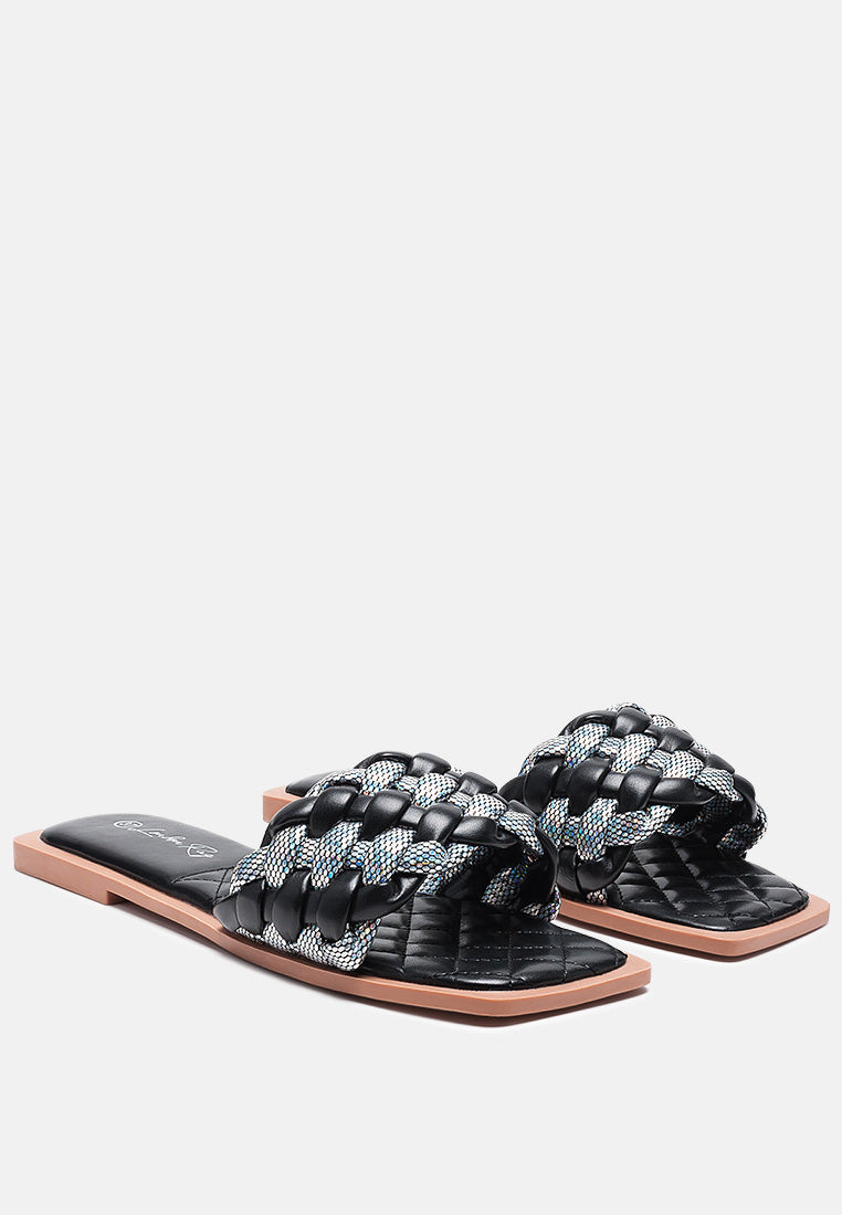 Allium Metallic Woven Strap Flats-2