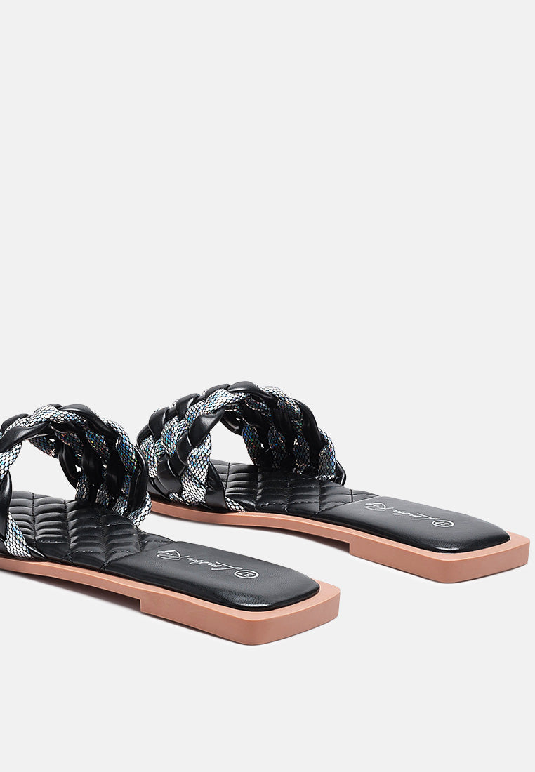 Allium Metallic Woven Strap Flats-3