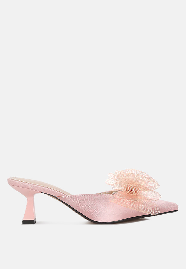 Asma Organza Bow Embellished Satin Mules-6