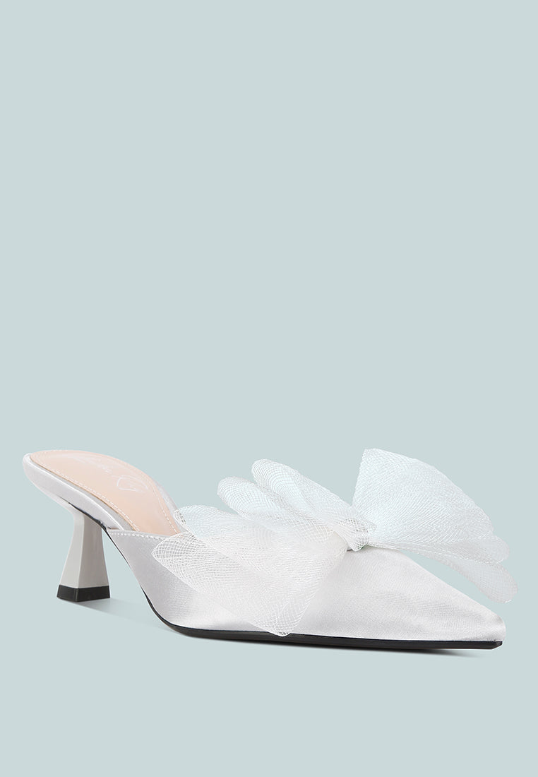 Asma Organza Bow Embellished Satin Mules-1