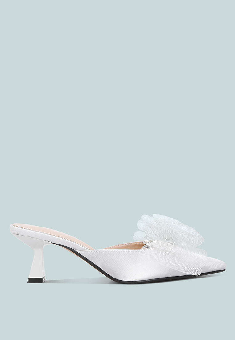 Asma Organza Bow Embellished Satin Mules-0