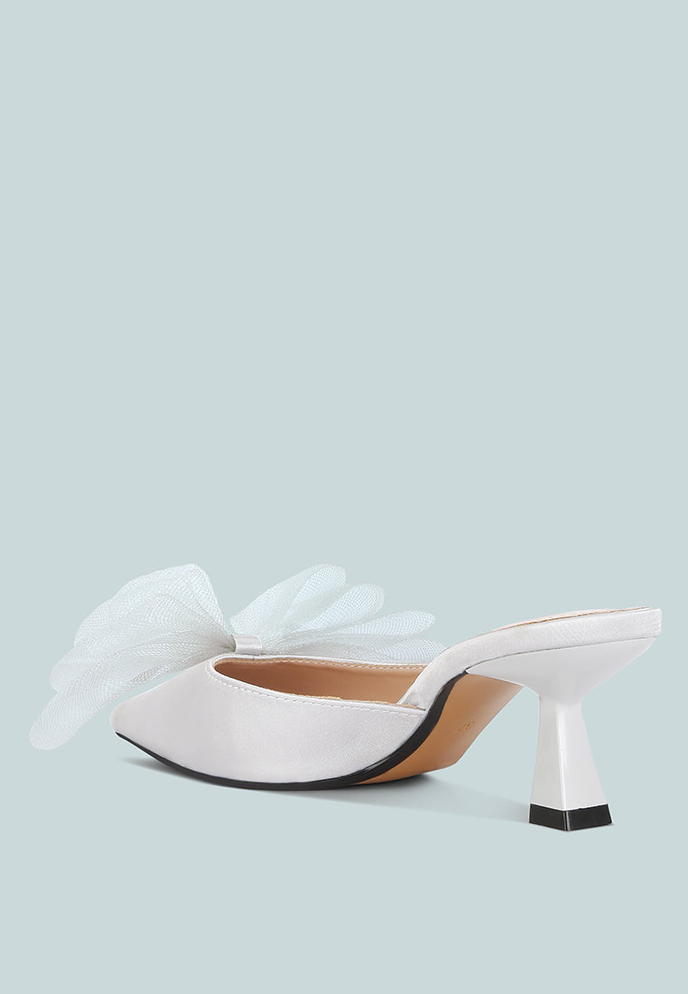 Asma Organza Bow Embellished Satin Mules-2