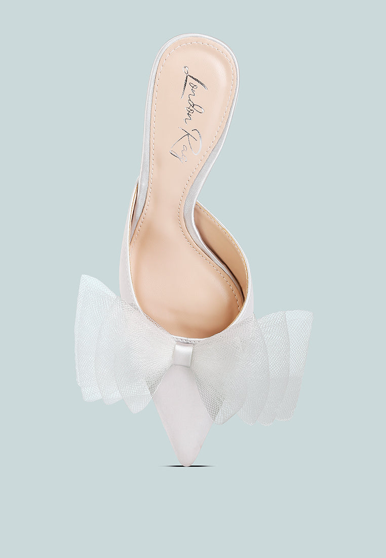 Asma Organza Bow Embellished Satin Mules-3
