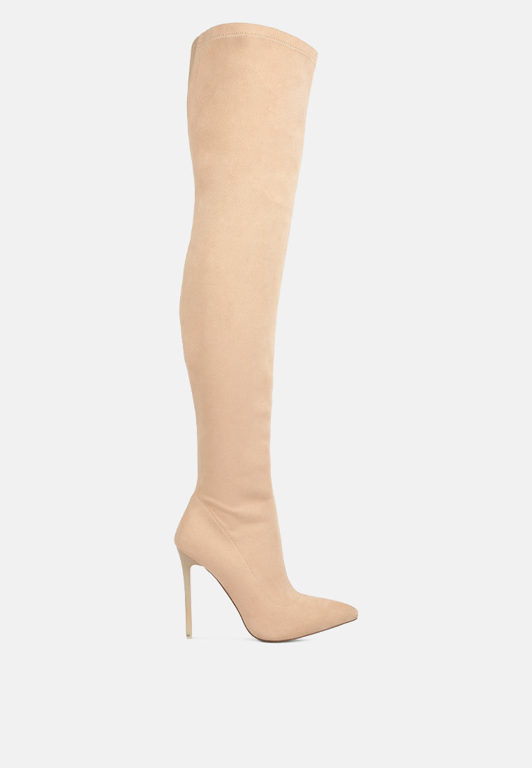 Atelier Stretch Faux Suede Stiletto Long Boots-0