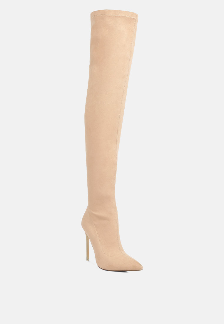 Atelier Stretch Faux Suede Stiletto Long Boots-1